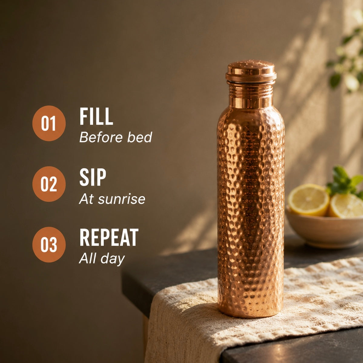 Cuvera™ Pure Copper Water Bottle